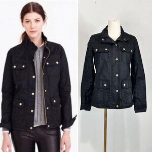 J Crew Relaxed Boyfriend Wax Twill Field Jacket XS Black Jacket Utility Military